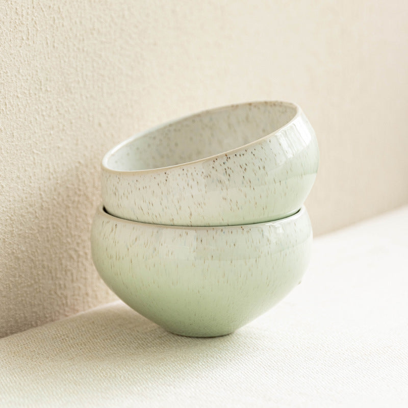 4 - Piece 5.1 - Inch Ceramic Bowl Set: Speckled Glaze Design for Elevated Dining and Home Aesthetics