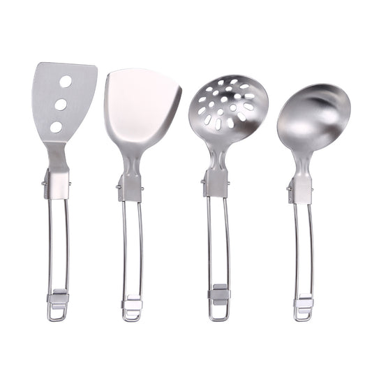 6-Piece Folding Stainless Steel Cooking Utensil Set – Multi-Purpose Kitchen Tools