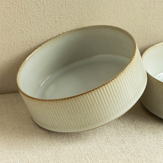 4 - Piece 6.4 - Inch Ceramic Salad Bowl Set in Kiln - Changed Coffee Hue: Elegance for Every Meal