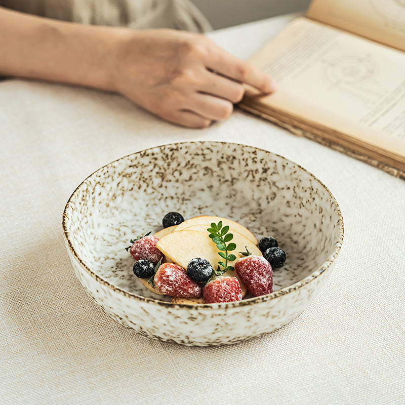 4 - Piece 8 - Inch Ceramic Bowl Set with Stone - Like Texture: Rustic Elegance for Dining and Display