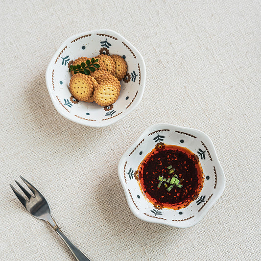 4 - Piece Assorted Ceramic Bowl Set: Unique Shapes with Floral Patterns for Whimsical Table Presentations