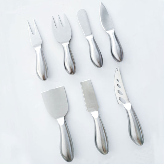 7-Piece Stainless Steel Cheese Knife Set – Multi-Functional Cheese Cutting and Spreading Tools