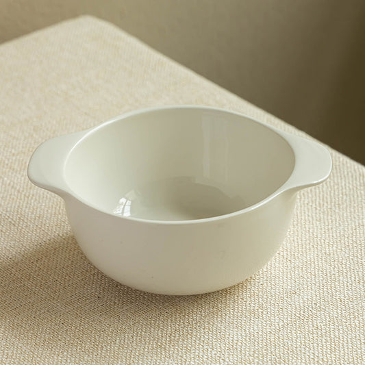 4 - Piece 5 - Inch White Double - Ear Ceramic Bowl Set: Practical Elegance for Dining