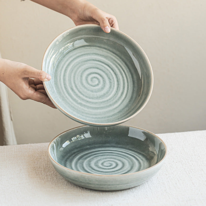 4 - Piece Ceramic Bowl Set with Spiral Textured Design: Elegant Tableware for Diverse Culinary Presentations