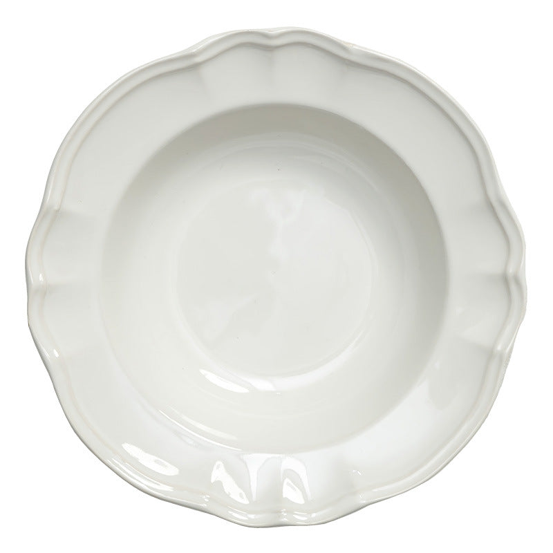 4 - Piece 7.5 - Inch Ceramic Lace - Rimmed Straw Hat - Shaped Bowl Set: Timeless Elegance for Your Table