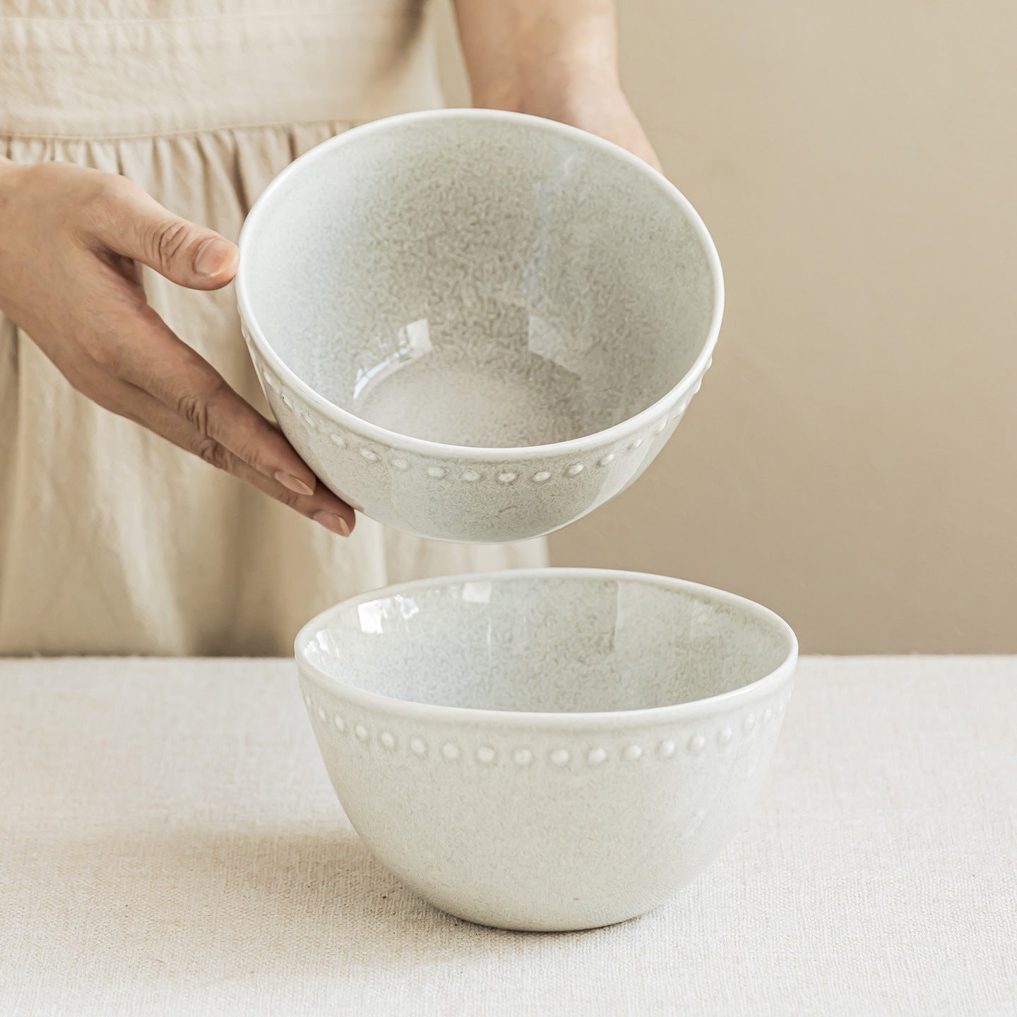 4 - Piece 6 - Inch White Ceramic Salad Bowl Set: Subtle Elegance for Every Meal