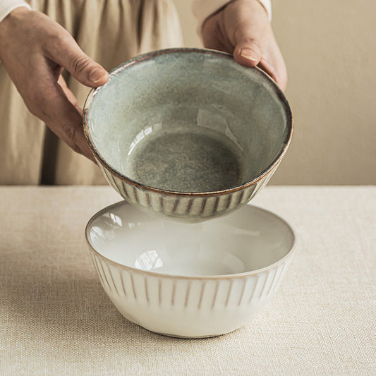 4 - Piece 6 - Inch Ceramic Bowl Set: Artisanal Textured Design for Versatile Dining & Stylish Table Settings