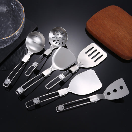 6-Piece Folding Stainless Steel Cooking Utensil Set – Multi-Purpose Kitchen Tools