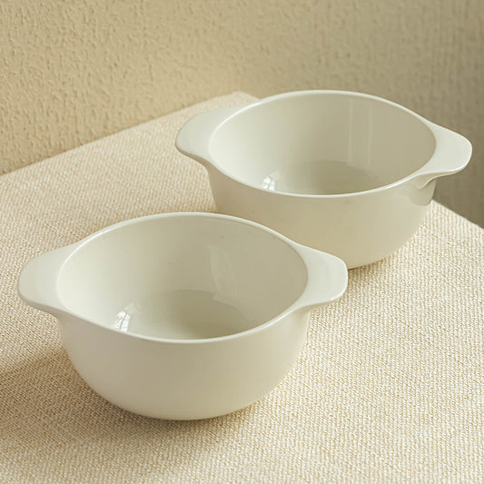 4 - Piece 5 - Inch White Double - Ear Ceramic Bowl Set: Practical Elegance for Dining