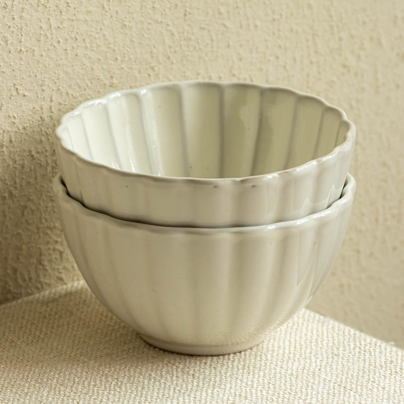 4 - Piece 4.6 - Inch Ceramic Bowl Set: Timeless Fluted Design for Dining Elegance