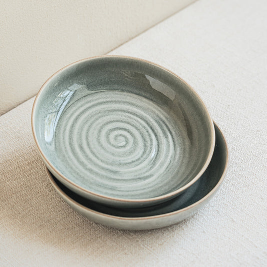 4 - Piece Ceramic Bowl Set with Spiral Textured Design: Elegant Tableware for Diverse Culinary Presentations
