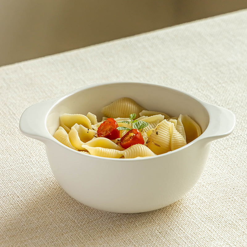 4 - Piece 5 - Inch White Double - Ear Ceramic Bowl Set: Practical Elegance for Dining