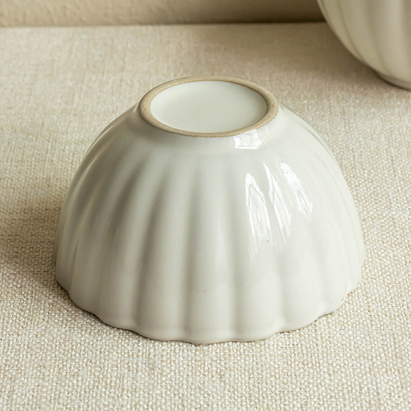 4 - Piece 4.6 - Inch Ceramic Bowl Set: Timeless Fluted Design for Dining Elegance