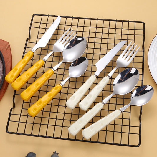 8-Piece Stainless Steel Flatware Set with Colorful Handles – Dinner Knife, Fork, Spoon Set