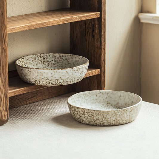 4 - Piece 8 - Inch Ceramic Bowl Set with Stone - Like Texture: Rustic Elegance for Dining and Display