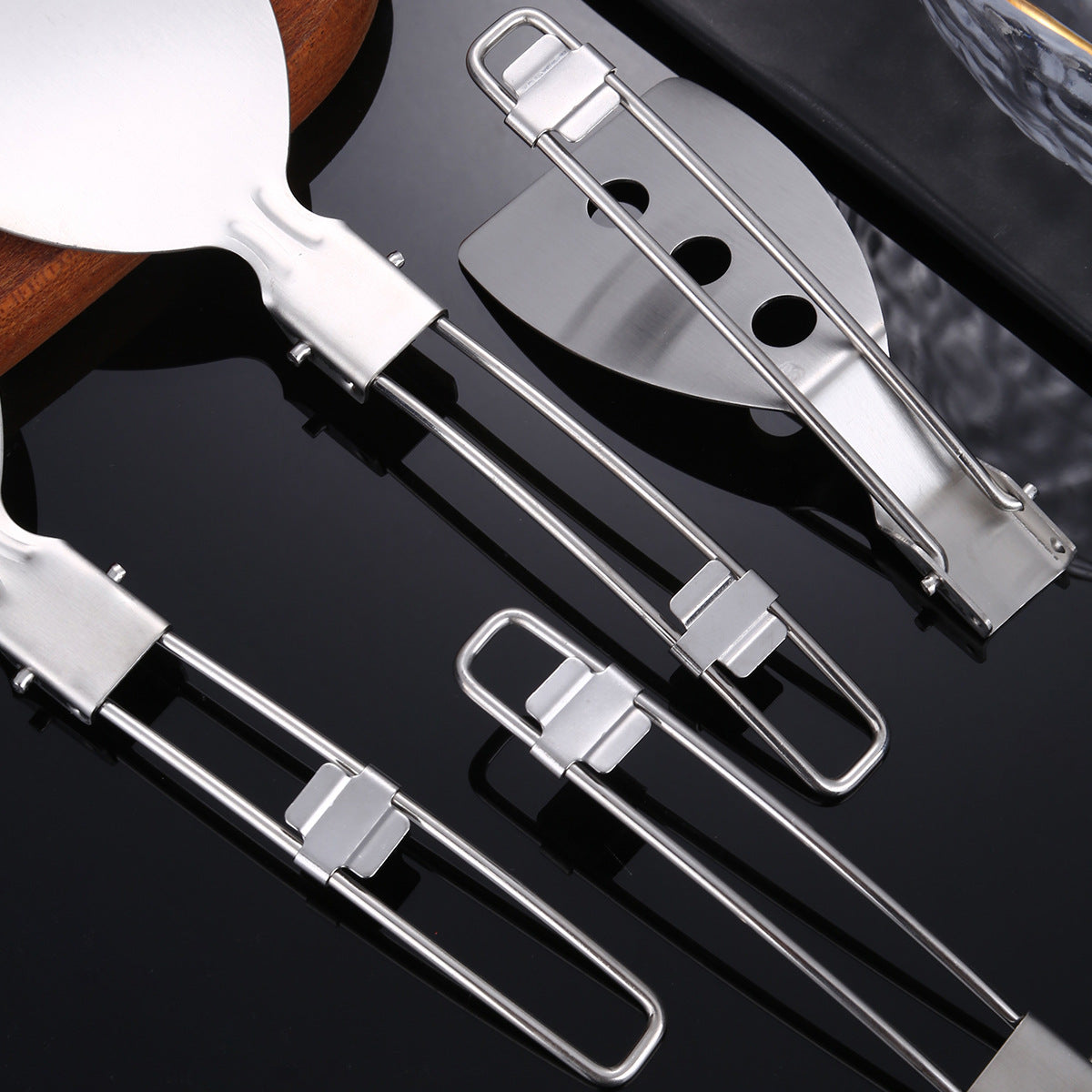 6-Piece Folding Stainless Steel Cooking Utensil Set – Multi-Purpose Kitchen Tools