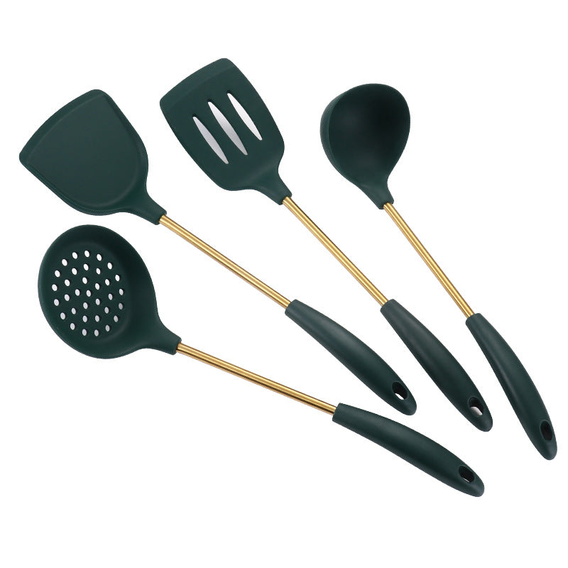 4-Piece Silicone Cooking Utensil Set – Heat Resistant Kitchen Tools (Ladle, Spatula, Slotted Turner, Skimmer)