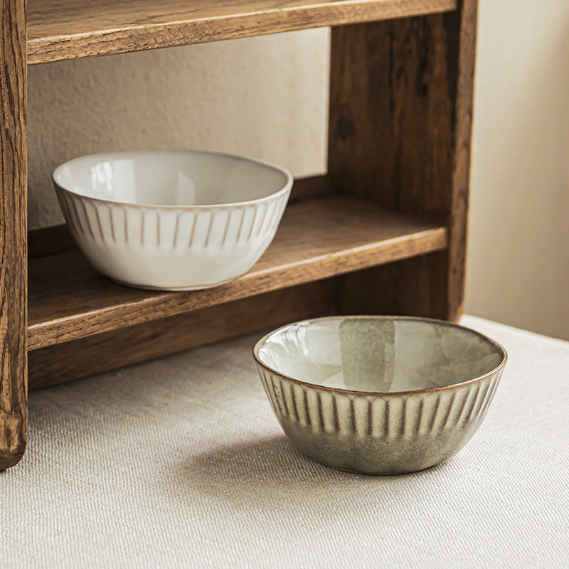 4 - Piece 6 - Inch Ceramic Bowl Set: Artisanal Textured Design for Versatile Dining & Stylish Table Settings